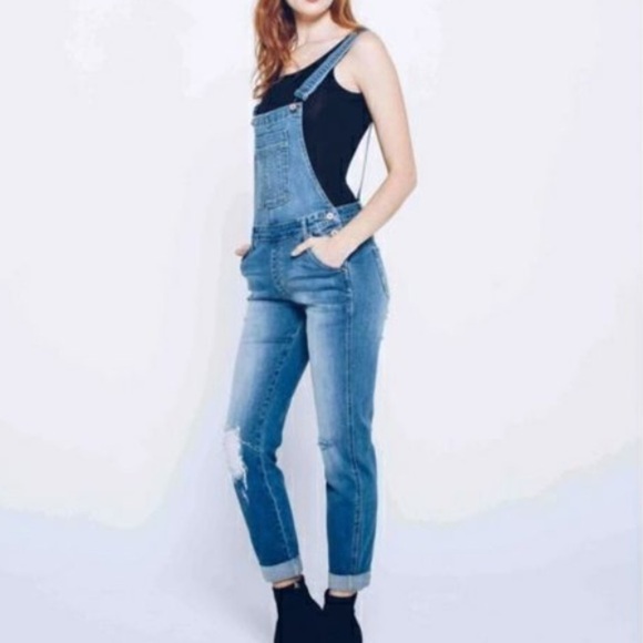 Kancan Cleo-Allie Kancan Distressed Denim Overalls bibs Style KC5088M Size XL - Picture 2 of 10